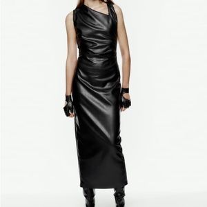 ZARA FAUX LEATHER MIDI DRESS